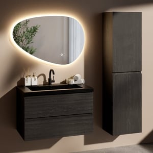Mirlux Badkamermeubelset imperial 80cm zwart eiken wastafel zwart