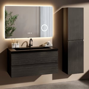 Mirlux Badkamermeubelset imperial 100cm zwart eiken wastafel zwart