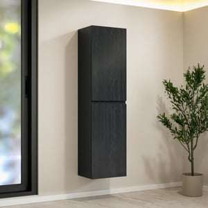 Mirlux Badkamermeubelset fayro 60cm zwart eiken wastafel wit