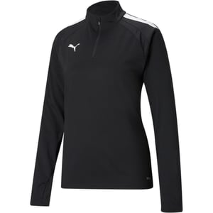 Women's Puma Teamliga Quarter Zip Top W Drill in Black White