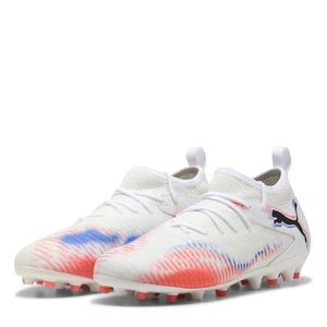 Boys Puma Kids Future 8 Match Mg Firm Ground Football Boots in Wht-Blk-Glw Red