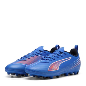 Boys Puma Kids Ultra 6 Play Mg Firm Ground Football Boots in ltrBl-Wht-GlwRd