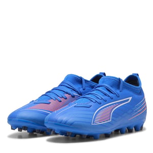 Boys Puma Kids Ultra 6 Match Mg Firm Ground Football Boots in ltrBl-Wht-GlwRd