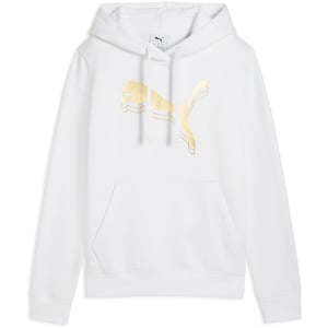 Women's Puma Metallic Overhead Tech Fleece Hoodie in White-Metallic