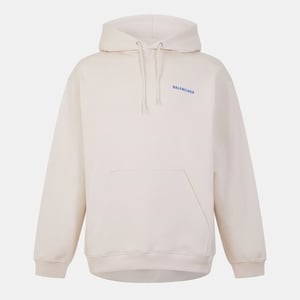 Men's Balenciaga Logo Hoodie in Chalky/Blue