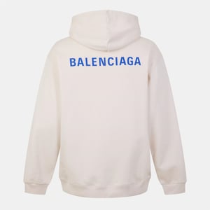 Men's Balenciaga Logo Hoodie in Chalky/Blue