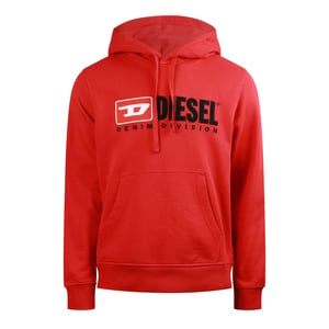 Men's Diesel Over The Head Hoodie in Ribbon Red