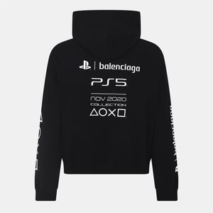 Men's Balenciaga Pull Over Hoodie in Black/White