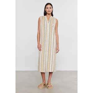 Women's Velvet by Graham and Spencer V-Neck Sleeveless Midi Shift Dress in Multi