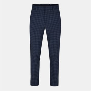 Men's Hugo Jeffery Plaid Patterned Slim Fit Chinos in Dark Grey