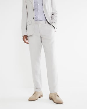River Island Mens Suit Trousers Beige Slim Fit Linen Blend