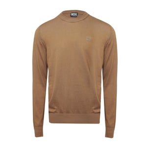 Men's Diesel K Freex Newprint Crew Neck Jumper in Coffee Liqueu