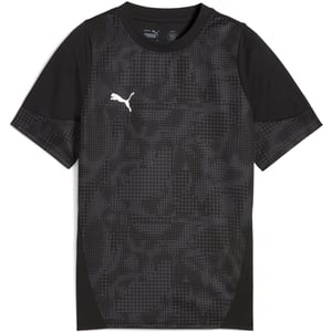Boys Puma Football Jersey Short Sleeve Performance T-Shirt in Blk-Sil-FltDGry
