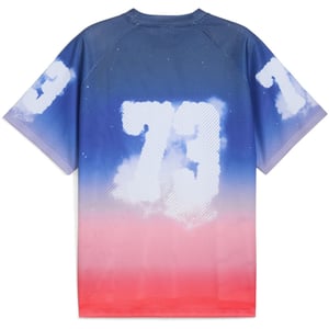 Men's Puma Hooptopia Sunset Hoops Jersey Short Sleeve Performance T-Shirt in Persian Blue