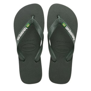 Havaianas brasil logo | green/olive teenslippers unisex