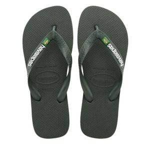 Havaianas brasil logo | green/olive teenslippers unisex