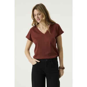 Garcia Jeans T-shirt korte mouw met lurex brique