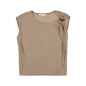 Garcia Jeans Taupe kleur top met korte mouwen taupe