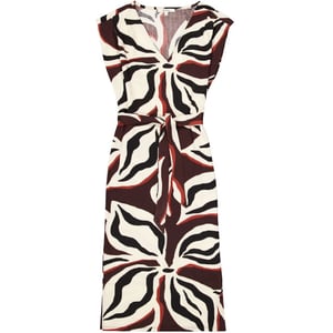 Garcia Jeans Midi lange jurk met alloverprint ecru dessin