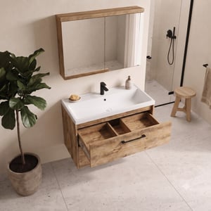 Badplaats Badkamermeubel florence 80 x 40 cm kastanje badmeubel met