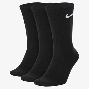 Nike Lightweight Training Unisex Black Crew Socks SX7676 (3 Pairs)