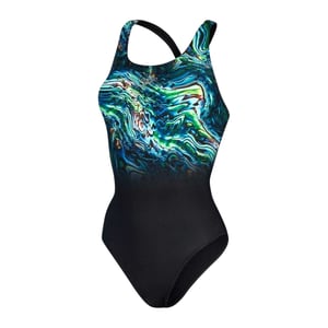 Speedo Dames/Dames Plaatsing Digitaal Eendelig Zwempak (ZWART/BLAUW)