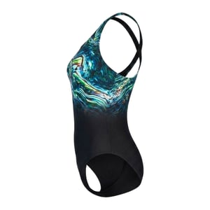 Speedo Dames/Dames Plaatsing Digitaal Eendelig Zwempak (ZWART/BLAUW)