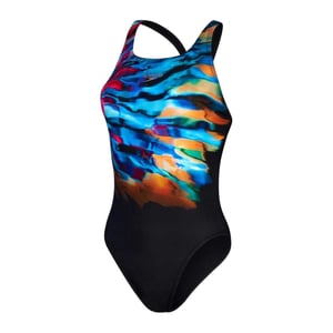 Speedo Dames/Dames Plaatsing Digitaal Eendelig Zwempak (Zwart/Multikleurig)