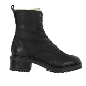 Dune London Leren combatlaarzen met blokhak voor dames (Zwart)