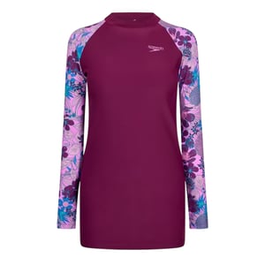 Speedo Dames Bloemprint Lange Mouw Modesty Badpak (Paars/Blauw)
