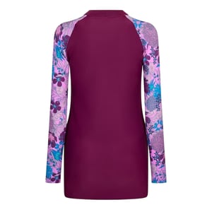 Speedo Dames Bloemprint Lange Mouw Modesty Badpak (Paars/Blauw)