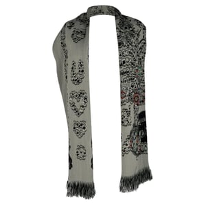 Alexander Mcqueen Printed Fringed Scarf in Grey Wool