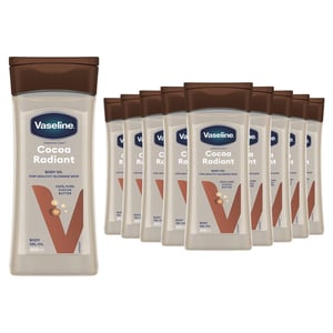 Vaseline Body Gel Oil Intensive Care Cocoa Radiant Cocoa Butter 200ml, 12 Pack
