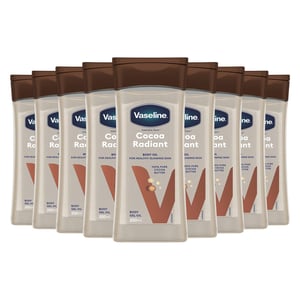Vaseline Body Gel Oil Intensive Care Cocoa Radiant Cocoa Butter 200ml, 9 Pack