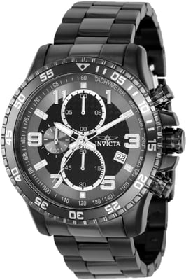 Invicta Specialty 69815 Herenhorloge - Quartz Uurwerk - Staal met Zwarte Wijzerplaat - 48 mm