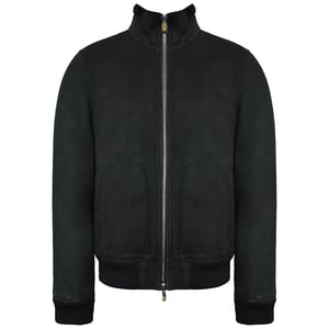 Hackett Mayfair Shearling Mens Dark Chocolate Bomber Jacket