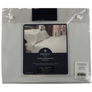 Hackett Classic Broadcloth Solid Fitted Grey Sheet Double
