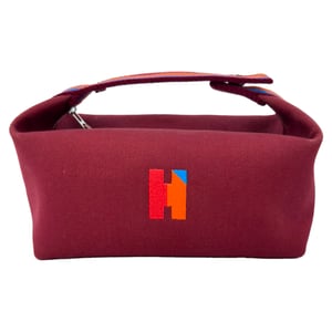 Hermès Small Toile Bride-A-Brac Handbag in Burgundy Canvas