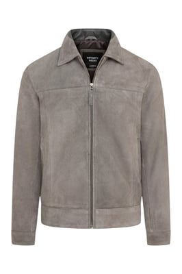 Mens Stone Goat Suede Leather Harrington Biker Jacket - Ridge