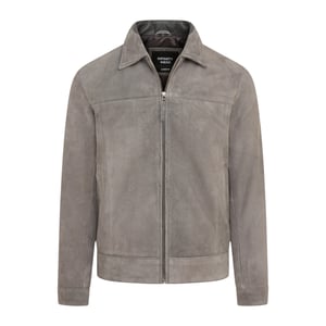 Mens Stone Goat Suede Leather Harrington Biker Jacket - Berlin