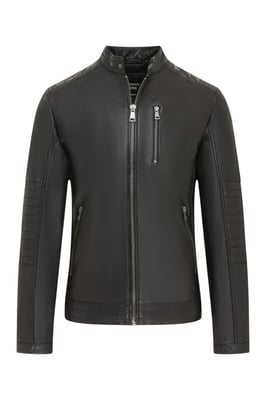 Men's Quilted Black Lamb Leather Biker Jacket - Raven