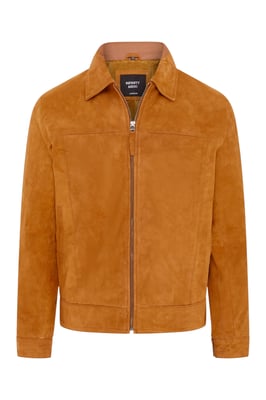 Mens Tan Goat Suede Leather Harrington Biker Jacket - Ridge