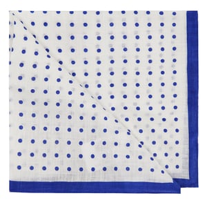 Hackett London Dot with Border Mens White Hank Handkerchiefs