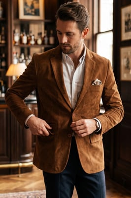 Heren Italiaanse beige suède leren blazerjas - Hol