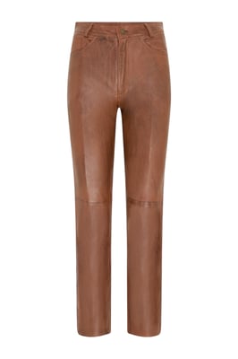 Dames Tan Lamsleer 501 Biker Jeans - Scharlakenrood