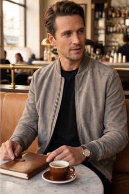 Mannen Grey Goat Suède MA-1 Bomber Jack-North