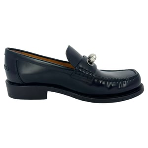 Christian Dior Pearl Embellished Loafers in Black Leather