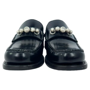 Christian Dior Pearl Embellished Loafers in Black Leather