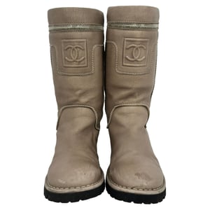 Chanel Motorlaarzen in Bruin Leer