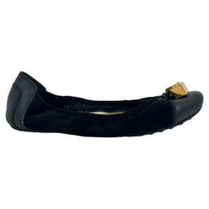 Louis Vuitton Monogram Cube Accent Ballet Flats in Black Suede